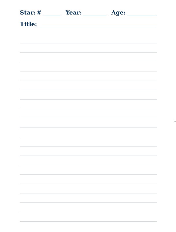 Blank lined pages for Star Matrix entries
